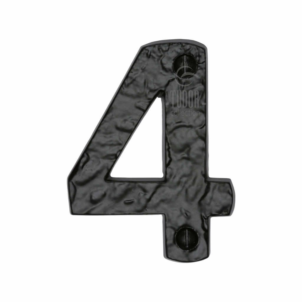 M Marcus Tudor Rustic Black Numeral 4 size 76mm